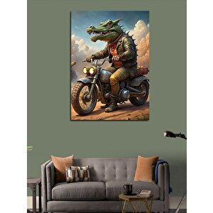 Kanvas Tablo Motosikletli Timsah 70x100 cm
