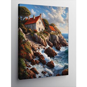 Kanvas Tablo Deniz Kıyısındaki Yazlık Ev 70x100 cm