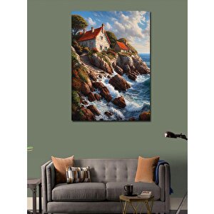 Kanvas Tablo Deniz Kıyısındaki Yazlık Ev 70x100 cm