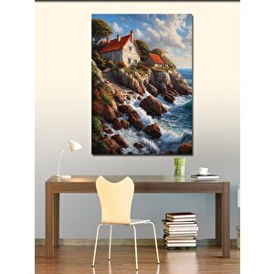 Kanvas Tablo Deniz Kıyısındaki Yazlık Ev 70x100 cm