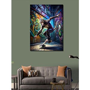 Kanvas Tablo Kaykay Yapan Maymun 100x140 cm