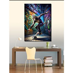 Kanvas Tablo Kaykay Yapan Maymun 100x140 cm