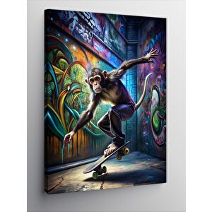 Kanvas Tablo Kaykay Yapan Maymun 50x70 cm