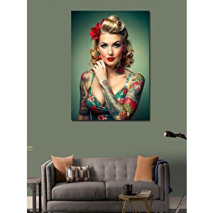 Kanvas Tablo Dövmeli Kadın 100x140 cm
