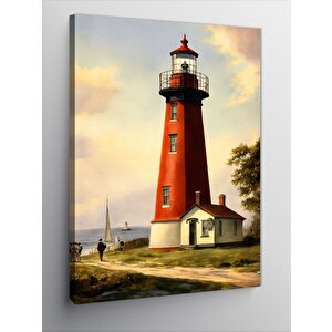 Kanvas Tablo Kırmızı Deniz Feneri 70x100 cm