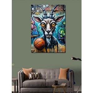 Kanvas Tablo Basketbol Oynayan Keçiler 100x140 cm