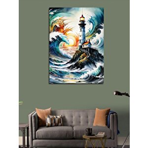 Kanvas Tablo Dalgalar Ve Deniz Feneri 50x70 cm