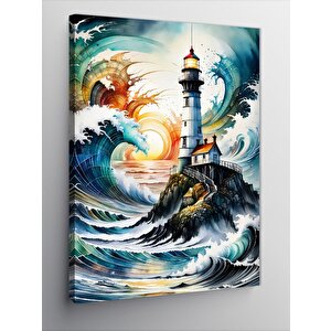 Kanvas Tablo Dalgalar Ve Deniz Feneri 100x140 cm