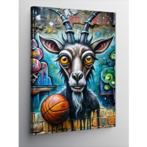 Kanvas Tablo Basketbol Oynayan Keçiler 70x100 cm