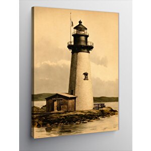 Kanvas Tablo Siyah Beyaz Deniz Feneri 50x70 cm