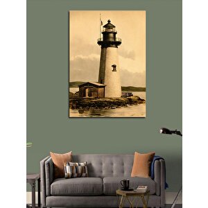 Kanvas Tablo Siyah Beyaz Deniz Feneri 50x70 cm