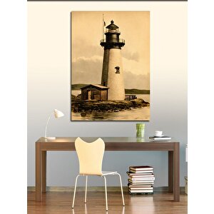 Kanvas Tablo Siyah Beyaz Deniz Feneri 50x70 cm