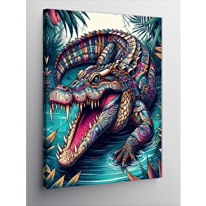 Kanvas Tablo Dövmeli Yakuza Timsah 70x100 cm