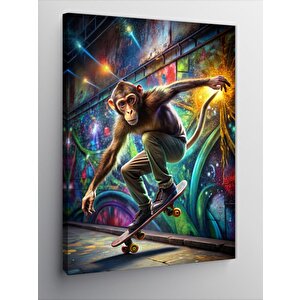 Kanvas Tablo Kaykay Yapan Maymun 50x70 cm
