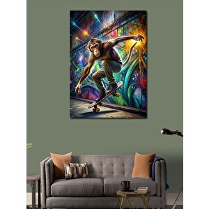 Kanvas Tablo Kaykay Yapan Maymun 50x70 cm