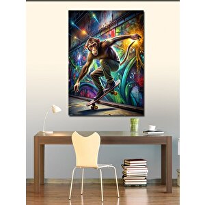 Kanvas Tablo Kaykay Yapan Maymun 50x70 cm