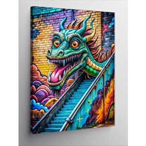 Kanvas Tablo Ejderha Graffiti 50x70 cm