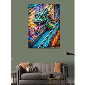 Kanvas Tablo Ejderha Graffiti 50x70 cm