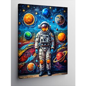 Kanvas Tablo Gezegenler Ve Astronot 70x100 cm