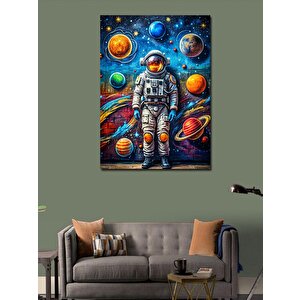 Kanvas Tablo Gezegenler Ve Astronot 100x140 cm