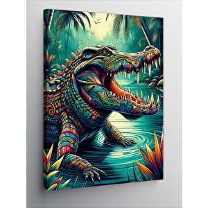 Kanvas Tablo Renkli Timsah 70x100 cm