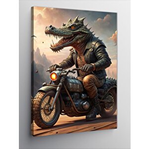 Kanvas Tablo Motosiklet Kullanan Timsah 50x70 cm
