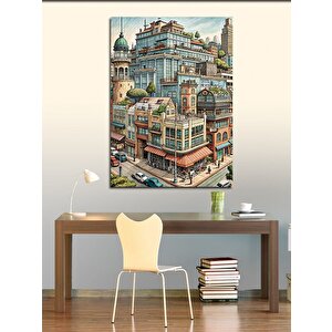 Kanvas Tablo Binalar Ve İnsanlar 100x140 cm