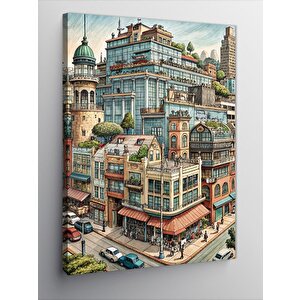 Kanvas Tablo Binalar Ve İnsanlar 50x70 cm