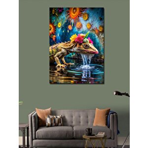 Kanvas Tablo Su İçen Kertenkele 100x140 cm