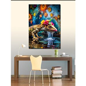 Kanvas Tablo Su İçen Kertenkele 50x70 cm