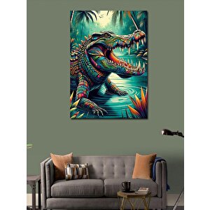 Kanvas Tablo Renkli Timsah 100x140 cm