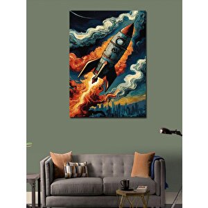 Kanvas Tablo Uzaya Giden Roket 70x100 cm