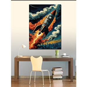 Kanvas Tablo Uzaya Giden Roket 70x100 cm