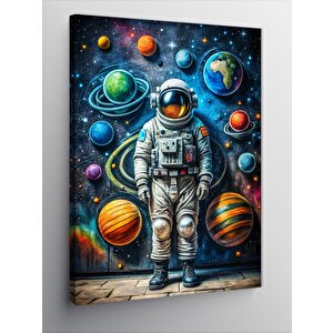 Kanvas Tablo Astronot Ve Gezegenler 50x70 cm