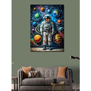 Kanvas Tablo Astronot Ve Gezegenler 50x70 cm