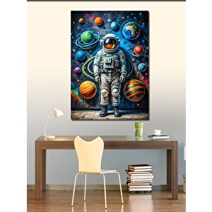 Kanvas Tablo Astronot Ve Gezegenler 50x70 cm