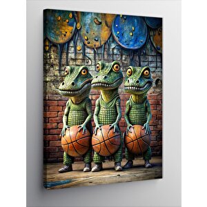 Kanvas Tablo Basketbol Oynayan Timsahlar 50x70 cm