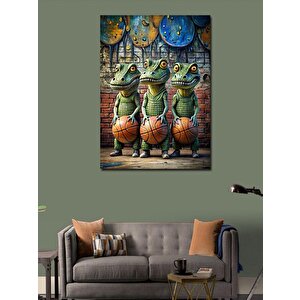 Kanvas Tablo Basketbol Oynayan Timsahlar 50x70 cm