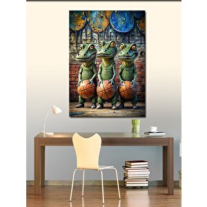 Kanvas Tablo Basketbol Oynayan Timsahlar 50x70 cm