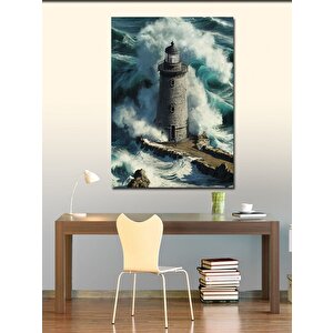 Kanvas Tablo Dalgaların Içindeki Deniz Feneri 100x140 cm