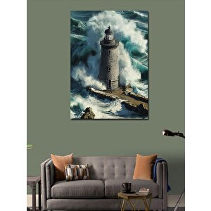 Kanvas Tablo Dalgaların Içindeki Deniz Feneri 70x100 cm