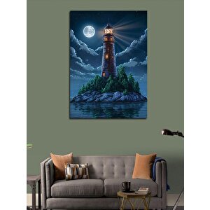 Kanvas Tablo Dolunay Ve Deniz Feneri 50x70 cm