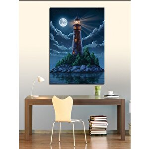Kanvas Tablo Dolunay Ve Deniz Feneri 50x70 cm