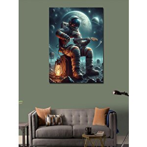 Kanvas Tablo Uzayda Elektro Gitar Çalan Astronot 70x100 cm