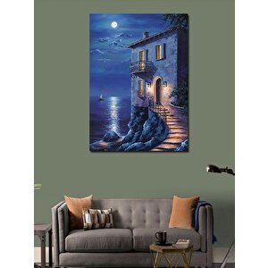 Kanvas Tablo Deniz Kenarında Yamaçtaki Ev 70x100 cm