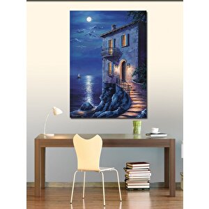 Kanvas Tablo Deniz Kenarında Yamaçtaki Ev 70x100 cm