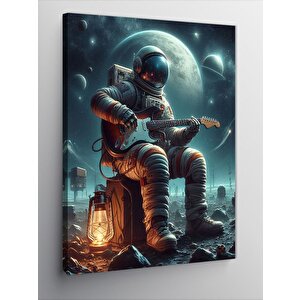 Kanvas Tablo Uzayda Elektro Gitar Çalan Astronot 100x140 cm