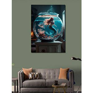 Kanvas Tablo Akvaryumdaki Deniz Kızı 70x100 cm
