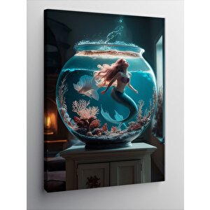 Kanvas Tablo Akvaryumdaki Deniz Kızı 100x140 cm