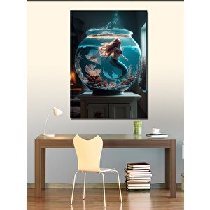 Kanvas Tablo Akvaryumdaki Deniz Kızı 50x70 cm